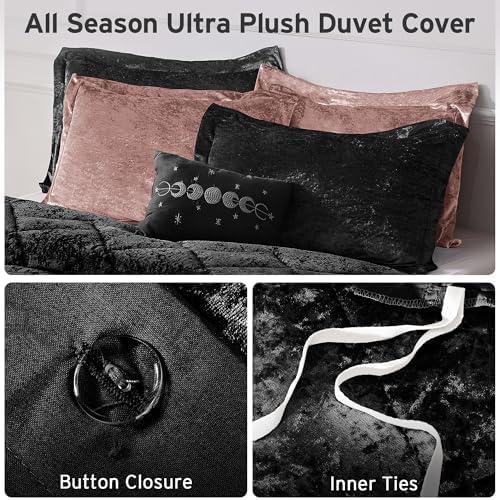 Intelligent Design Velvet Duvet Cover Set Luxury Diamond Quilting Black KingCal King 1