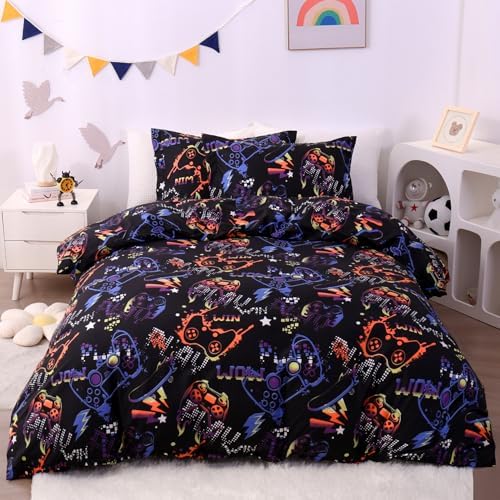 JSD Black Gamer Kids Duvet Cover Set Twin Size