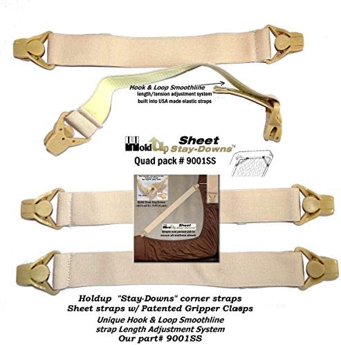 Holdup Suspender Company Bed Sheet Stay-Downs with Patented Gripper Clasps