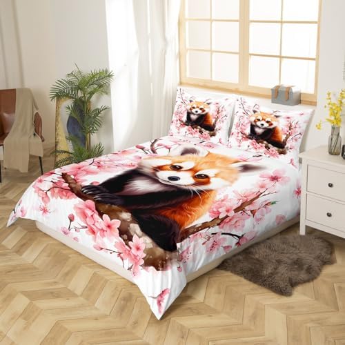Manfei Red Panda Kawaii Bedding Set Twin Size