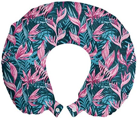 Ambesonne Exotic Travel Pillow with Aloha Bird of Paradise Print