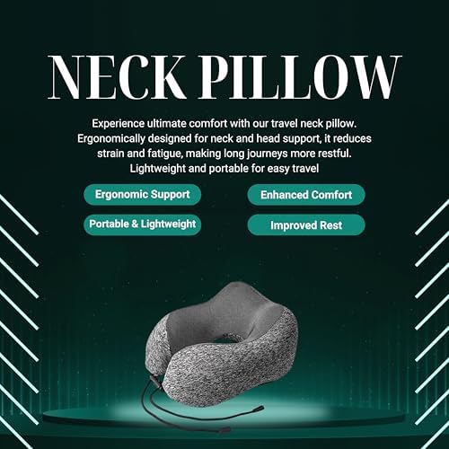 HA Travel Neck Pillow with Eye Mask and Luxury Bag - Dark Gray