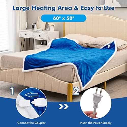 Giantex Heated Electric Blanket Throw with 10 Heat Levels and Auto Shut-Off
