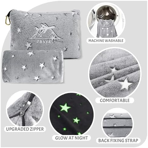 Glow in Dark Travel Blanket for Kids Boys Girls Airplane 40x60 Inches