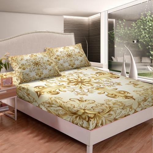 Erosebridal Damask Botanical Paisley Sheet Set Full Size