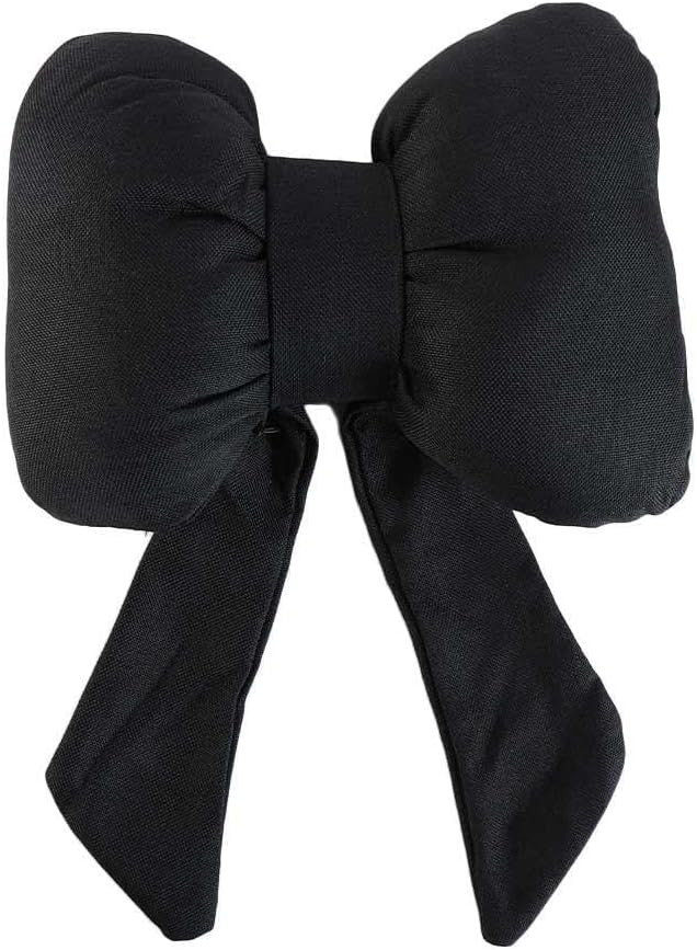 Linen Bow Car Headrest Pillow for Adults and Kids Black