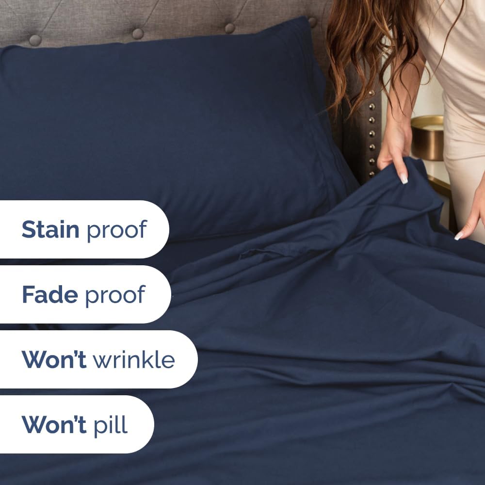 CGK Unlimited Wrap Around Dust Ruffle Bed Skirt Set - Navy Blue