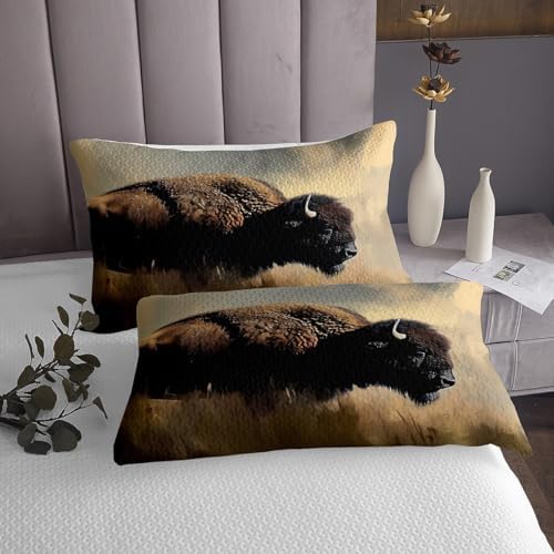 Feelyou 3D Buffalo Coverlet Set Twin Size Kids Bedspread