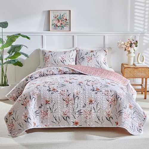 Shxime Floral Quilt Set 3 Pieces Queen Size