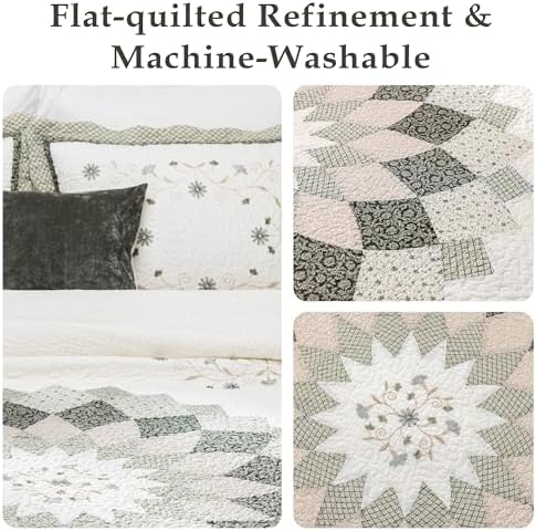 ELEGANT LIFE HOME All-Season Cotton Quilt Set 3-Piece