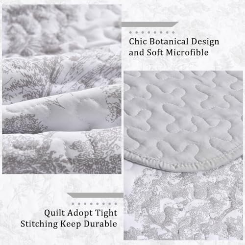 WONGS BEDDING Grey Reversible Quilt Set 3 Piece Full Size