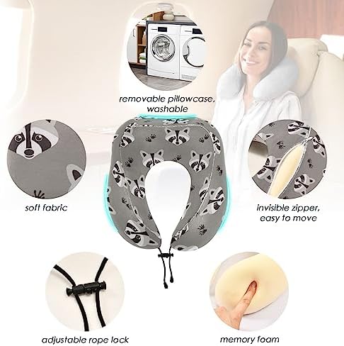 KOPIRIT Raccoon Travel Pillow for Neck Support and Comfort