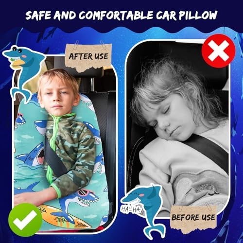 Cinnvoice 28x18 Inch Shark Style Travel Pillow for Kids and Adults