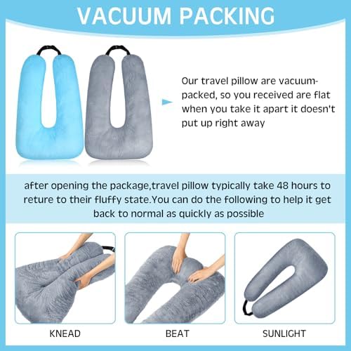 Barydat 2 Pcs Car Travel Pillow with U Shape Design