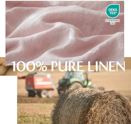 SimpleOpulence Linen Duvet Set 3 Pieces Full Dusty Pink