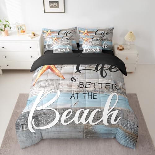 Erosebridal Queen 7-Piece Tropical Beach Bedding Set