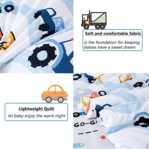 PERFEMET Car Toddler Bedding 4 Piece Set for Boys and Girls