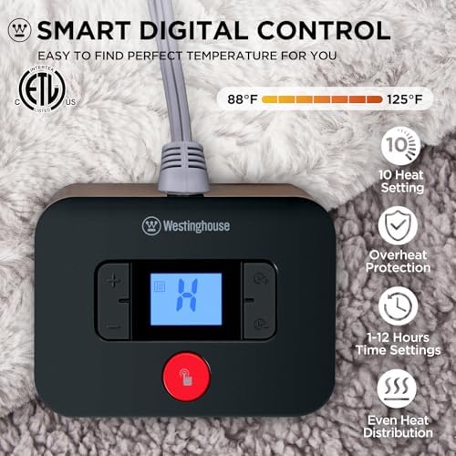 Westinghouse Electric Blanket Queen with Faux Fur and 10 Heat Levels