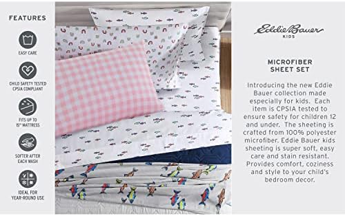 Eddie Bauer Kids Twin XL Sheet Set - Stain Resistant and Safe