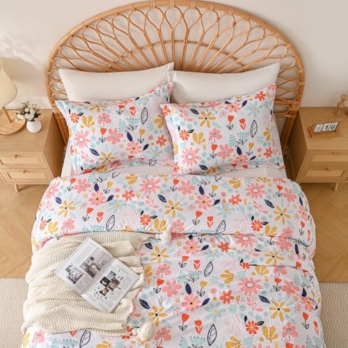 Yibeizi Floral Comforter Set for Girls Twin