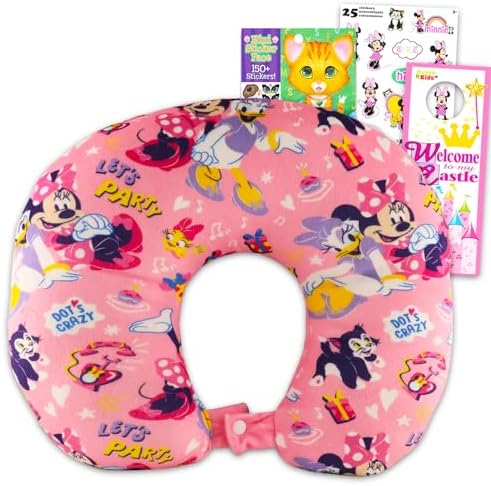 Minnie Mouse Travel Neck Pillow Set with Stickers