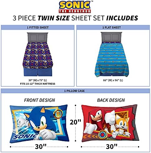 Franco Kids Bedding Sonic The Hedgehog Microfiber Sheet Set