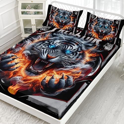 AILONEN Boys Tiger Fitted Sheet Set Twin XL 3-Piece