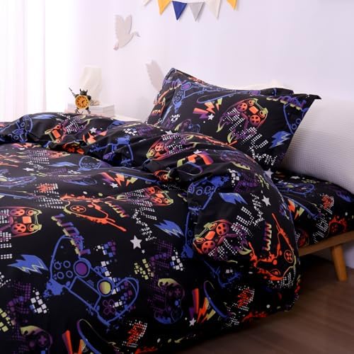 JSD Black Gamer Kids Duvet Cover Set Twin Size