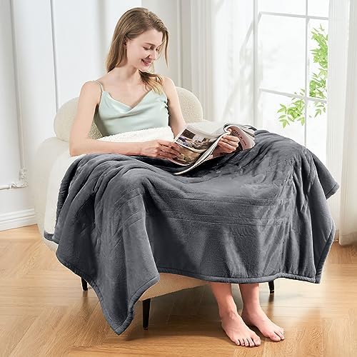 PTQ Electric Heated Blanket 50x60 Grey 6 Level 4H Auto Off