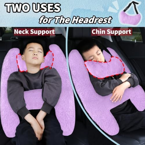 Soft Plush Car Pillow with Neck Support Purple