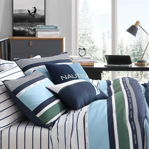 Nautica Full Comforter Set with Matching Sham and Throw Pillows