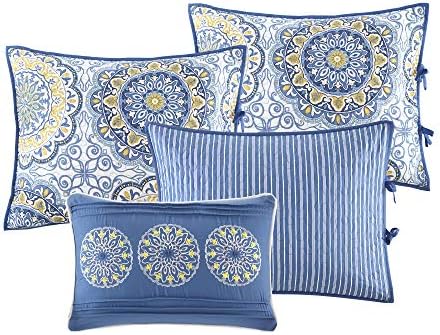 Madison Park Daybed Cover Set 75x39 Medallion Blue 6 Piece