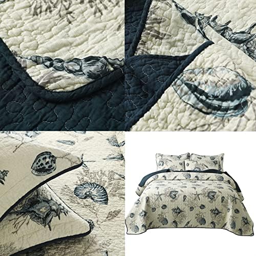 Brandream Queen Size Blue Ocean Quilt Set 3-Piece