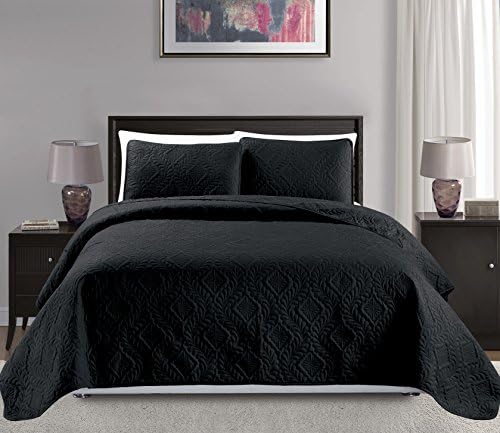 MK Home 3pc King Size Diamond Bedspread Set 118x106