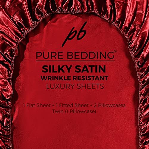Pure Bedding Satin Sheets Queen 4-Piece Burgundy