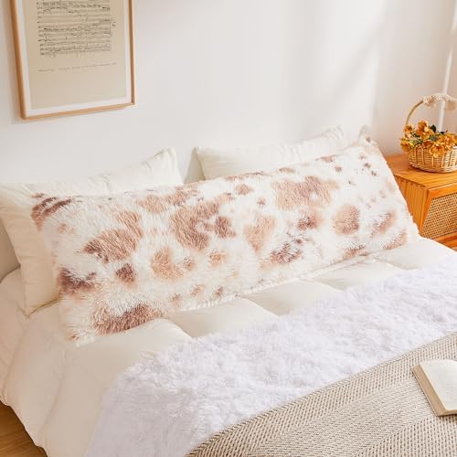 XeGe 20x54 Cow Print Faux Fur Body Pillow Cover