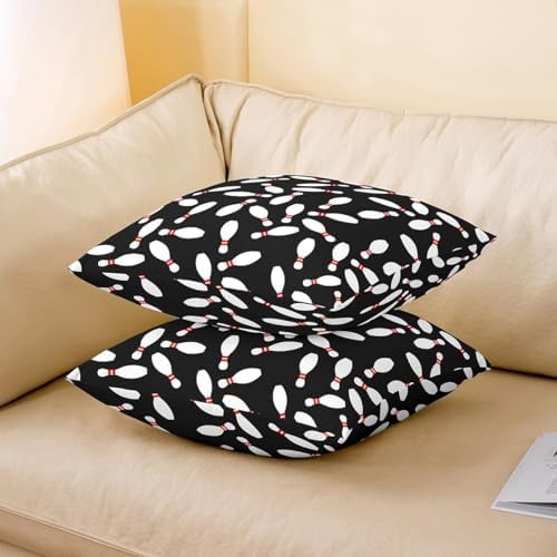 Jejeloiu 16x16 Bowling Pillow Covers Set of 2 Black