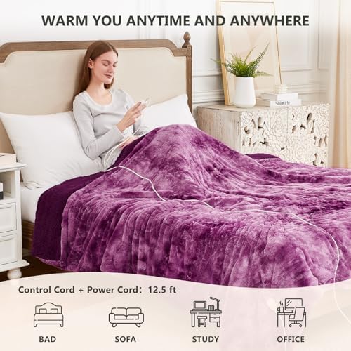 Homemate Heated Throw Blanket - 50x60 Electric Blanket with 10 Heat Levels