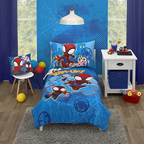 Marvel Spidey Team 4-Piece Toddler Bed Set - Red White Blue