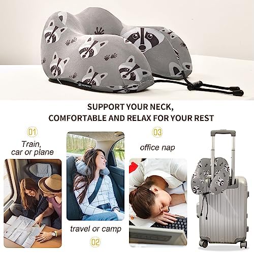 KOPIRIT Raccoon Travel Pillow for Neck Support and Comfort