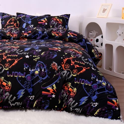 JSD Black Gamer Kids Duvet Cover Set Twin Size