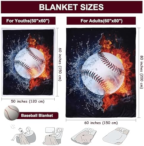 Sviuse Baseball Throw Blanket with Print 50x60 Inches