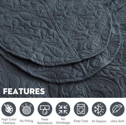 Blythease Oversized King Bedspread Set 5 Piece Paisley Pattern Reversible Lightweight