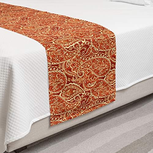 Ambesonne Paisley Bed Runner Set Queen Paprika Yellow 1