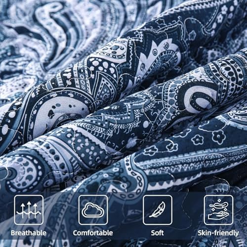 DJY Navy Paisley Quilt Set California King Size