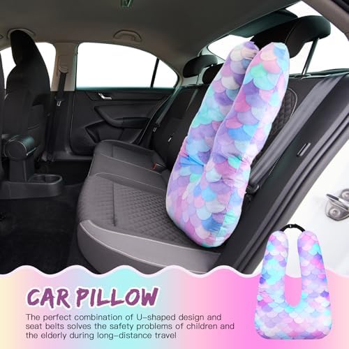 Cinnvoice 28x18 Inch Travel Pillow with Mermaid Design for Kids Adults