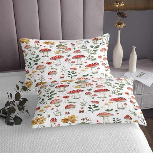 Feelyou Wild Mushroom Bedspread Set for Kids Adults - King Size