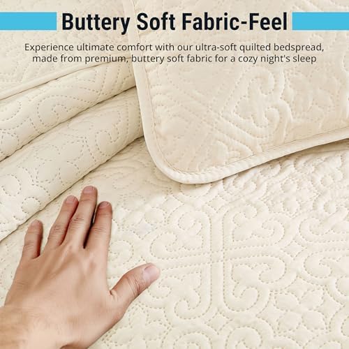HLCME Lorenzo - 3 Piece Quilt Set Full Queen Size Beige