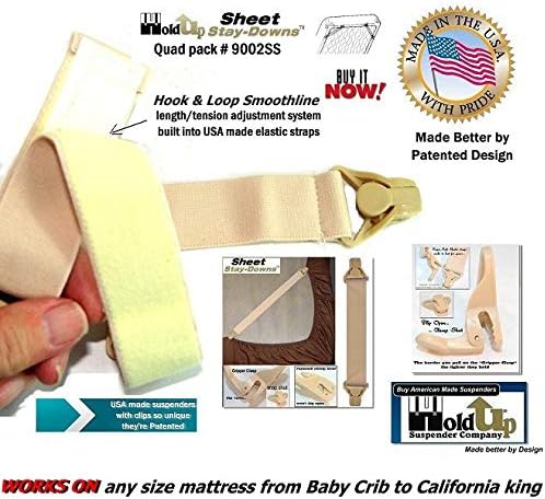 Holdup Suspender Company Bed Sheet Stay-Downs with Patented Gripper Clasps