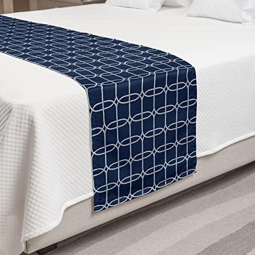 Ambesonne Nautical Bed Runner - King Size Night Blue
